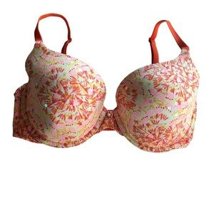Victoria’s Secret Under Wire Lined Demi-bust Sequins Orange Yellow Bra 34DD